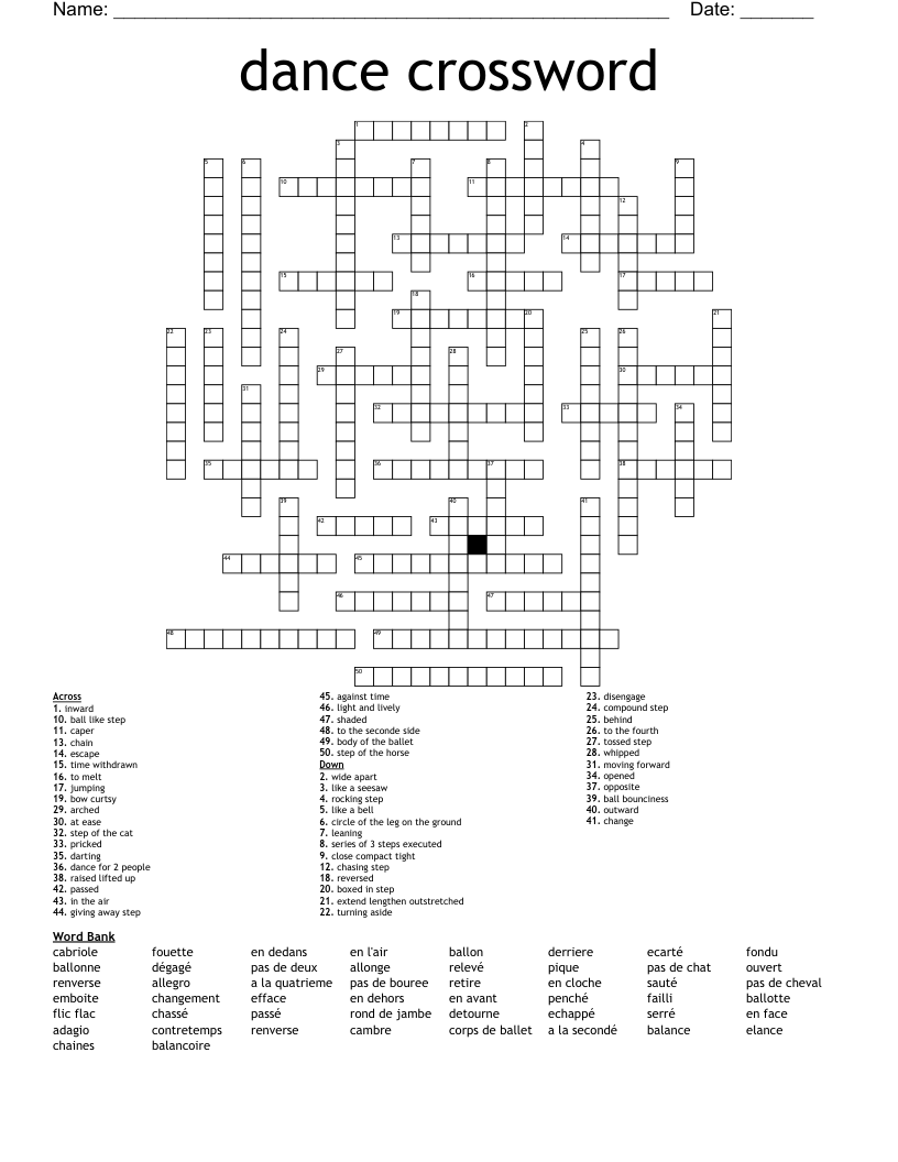 Dance Crossword WordMint Dance Crossword WordMint