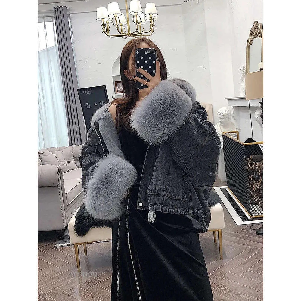 Denim Parka Women Winter Jacket With Fox Fur Collar And Cashmere Lining Short Sleeve Zipper Closure From Dhgate Womens Fur Faux Fur Price 177 58