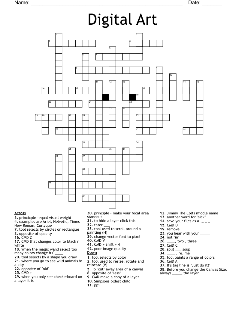 Digital Canvas Crossword