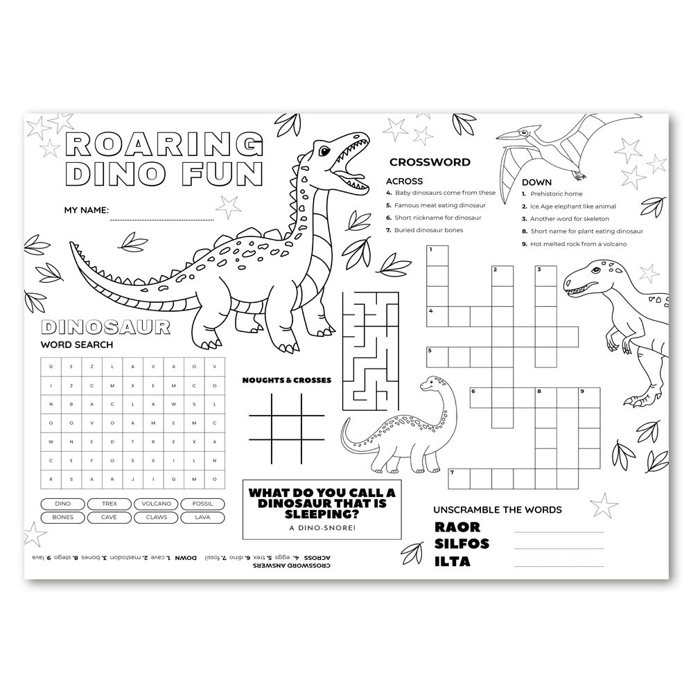Dinosaurs Kids Activity Placemat Printable D 1294426