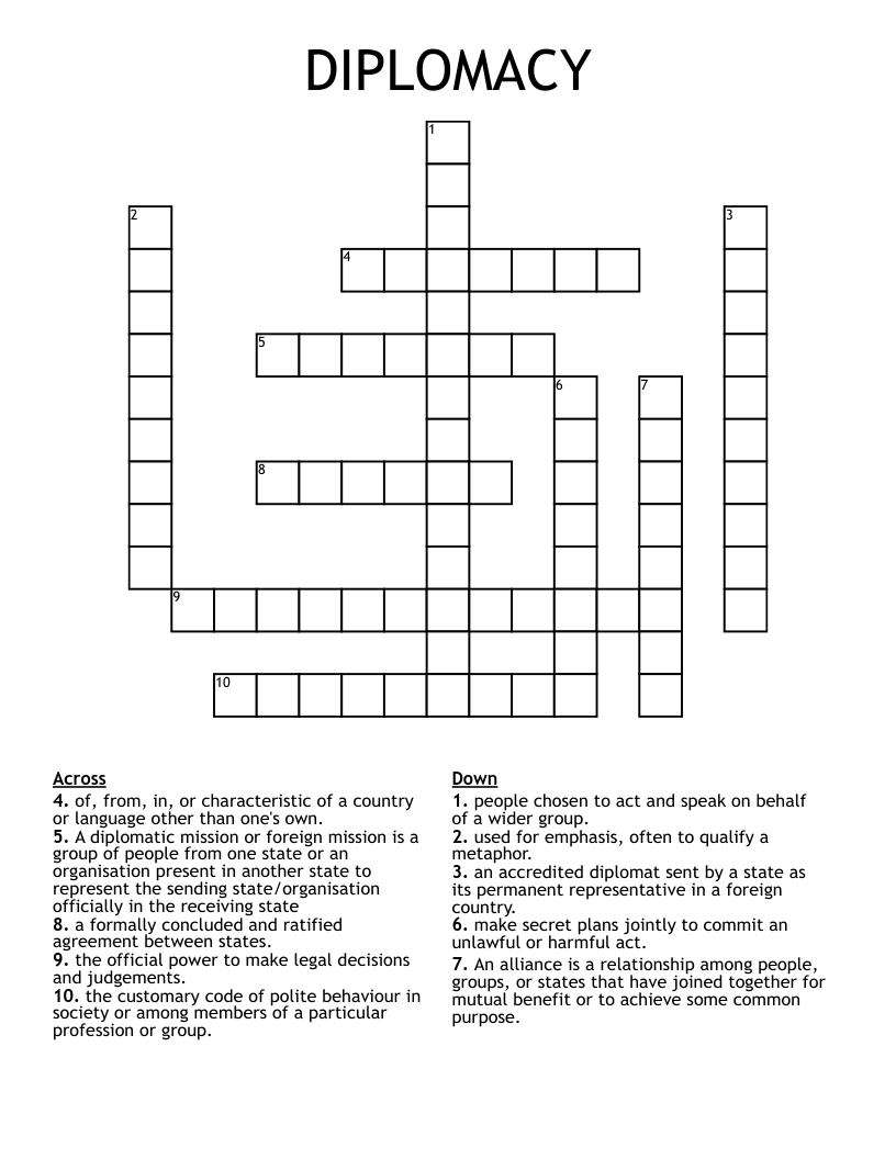 Diplomatic Agreement Crossword
