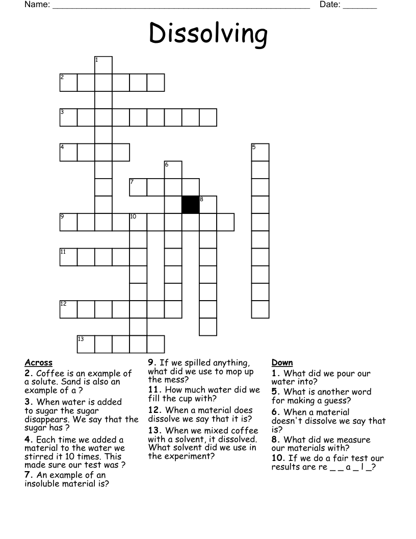 Dissolving Crossword WordMint
