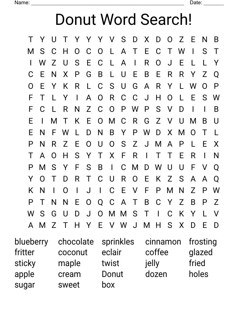 Donut Word Search WordMint
