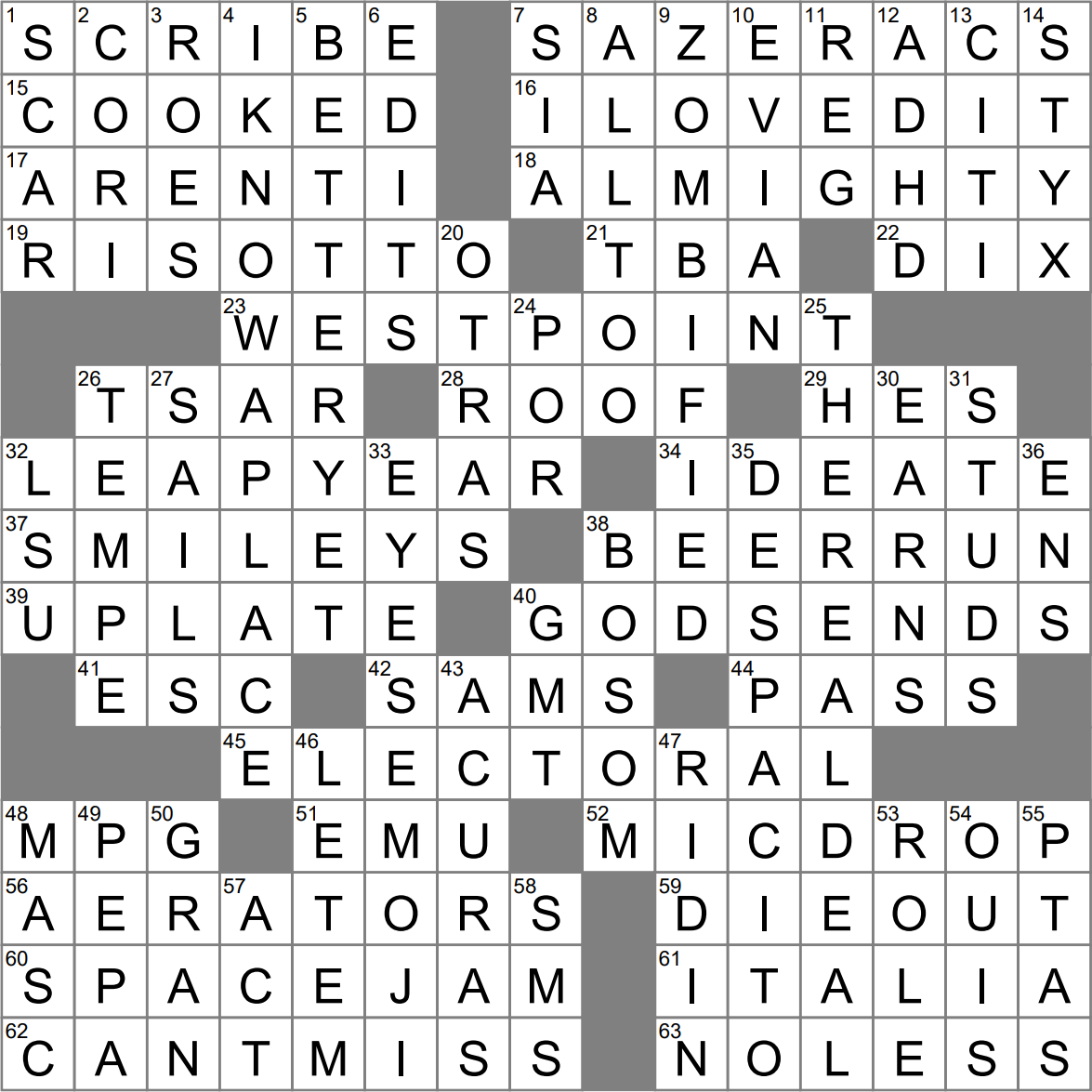 dramatic opening crossword
