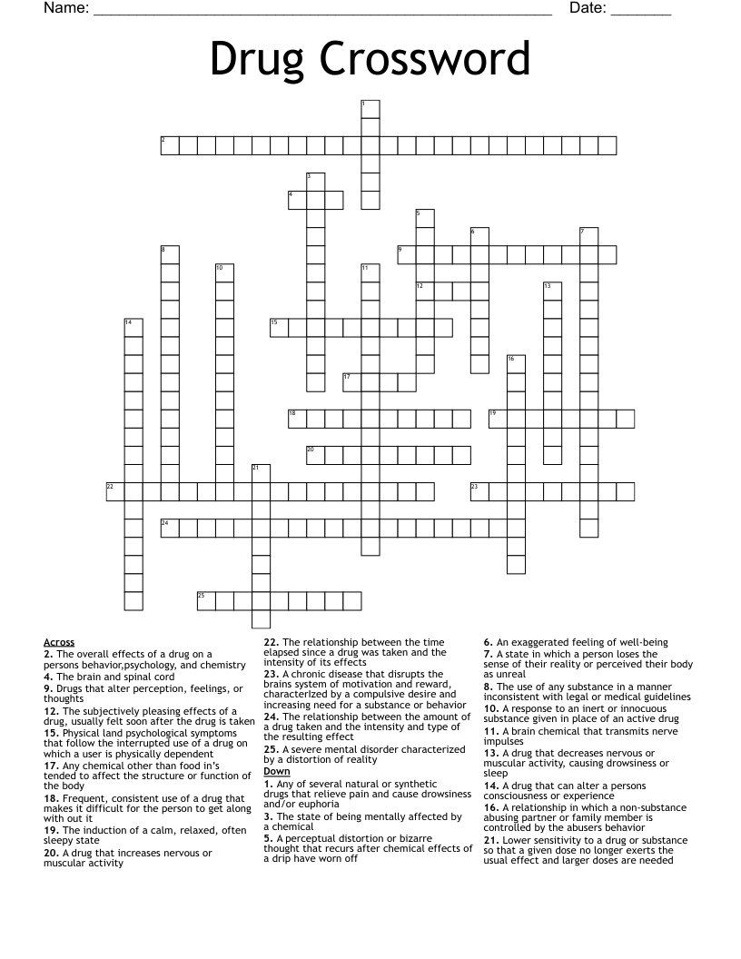 Drug Crossword WordMint Drug Crossword WordMint
