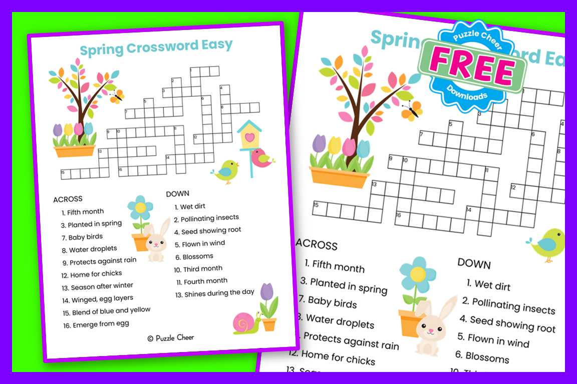 Easy Spring Crossword Puzzle Puzzle Cheer Easy Spring Crossword Puzzle Puzzle Cheer