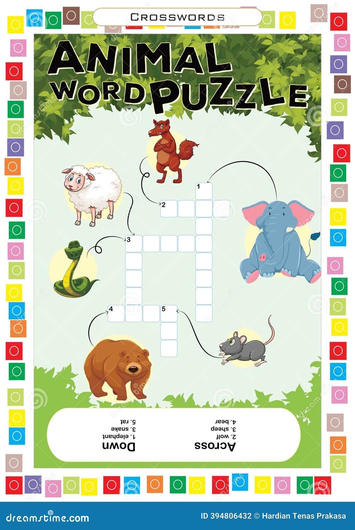 Educational Crossword Puzzles Collection For Kids Stock Illustration Illustration Of Suitable Text 394806432