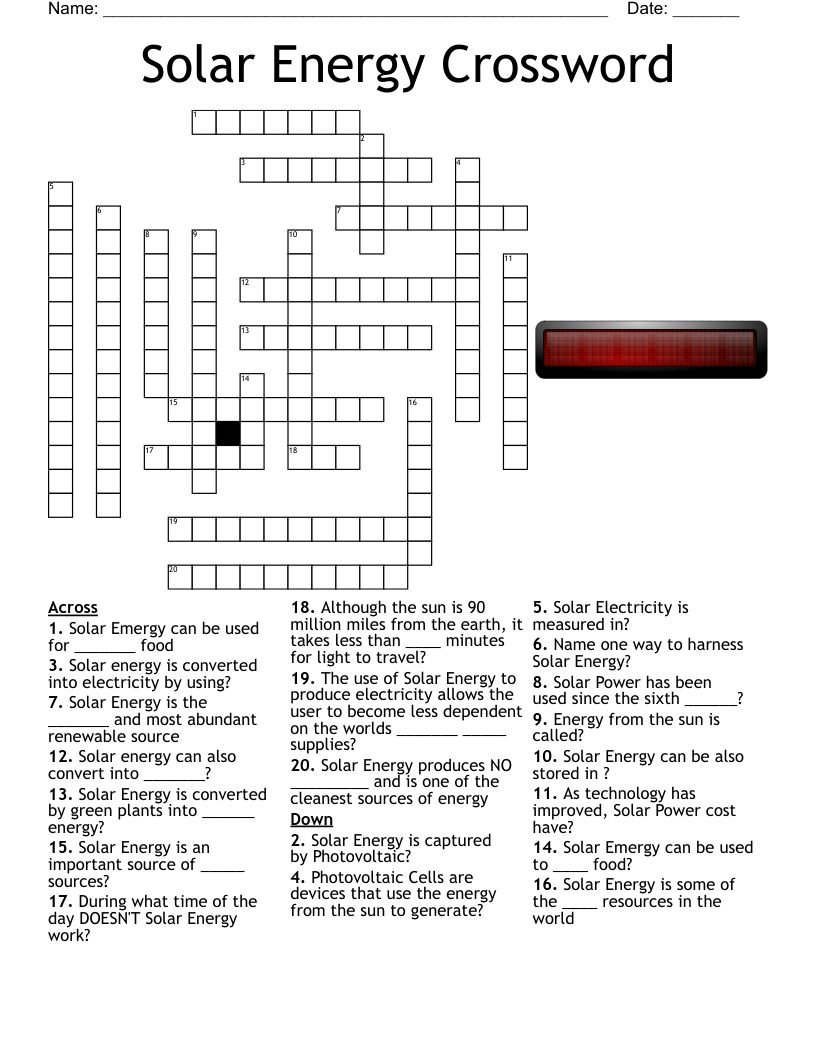 Energy Sources Crossword WordMint