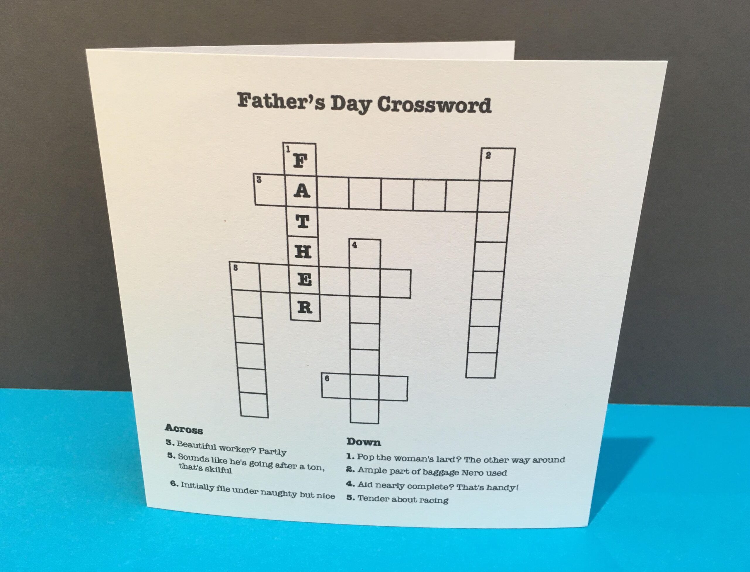 Father s Day Card Crossword Cryptic Crossword Crossword Puzzle Paper Handmade Greeting Card Card For Dad Etsy Israel