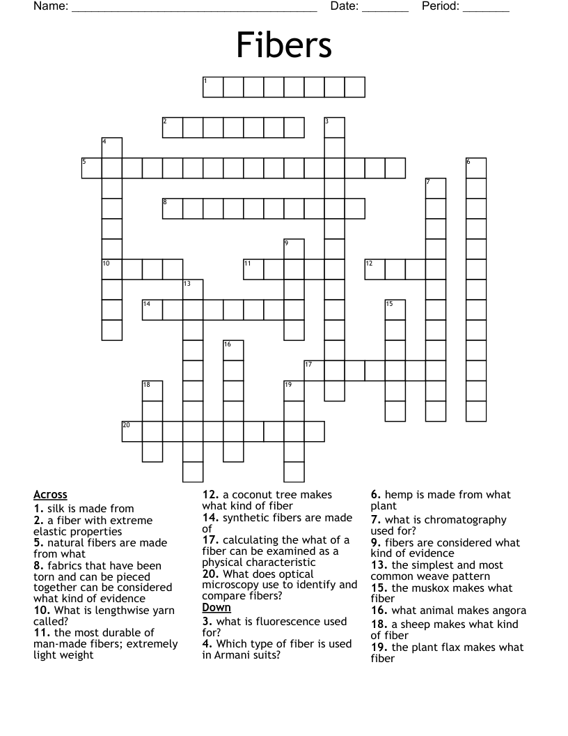 Coconut Fiber Crossword