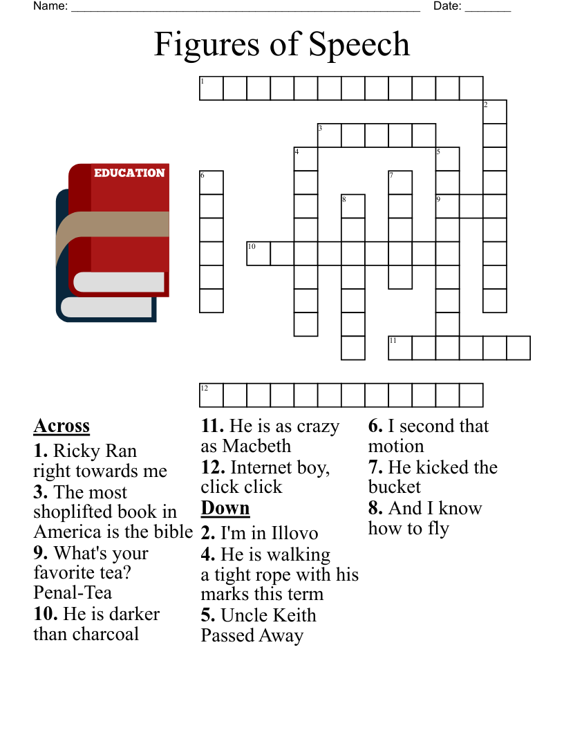 Figures Of Speech Crossword WordMint Figures Of Speech Crossword WordMint