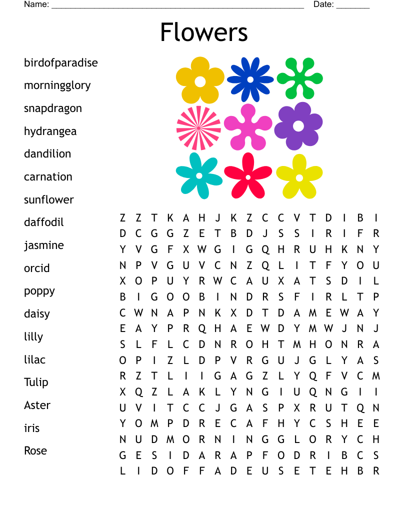 Flowers Crossword WordMint