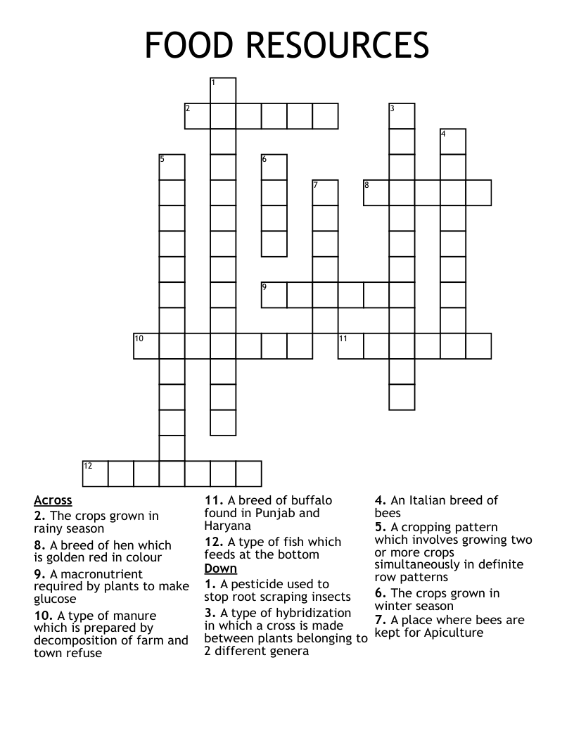 Fitness For Farming Crossword