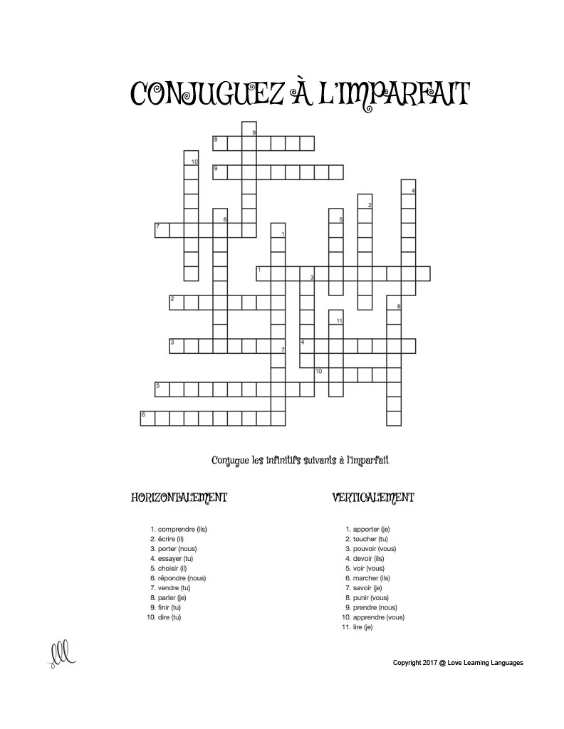 French Imperfect Tense Crossword Puzzles Mots Crois s L imparfait By Teach Simple French Imperfect Tense Crossword Puzzles Mots Crois s L imparfait By Teach Simple
