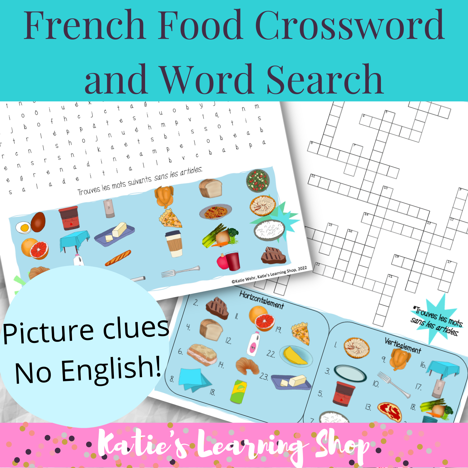 French Word Search And Crossword La Nourriture Food Made By Teachers