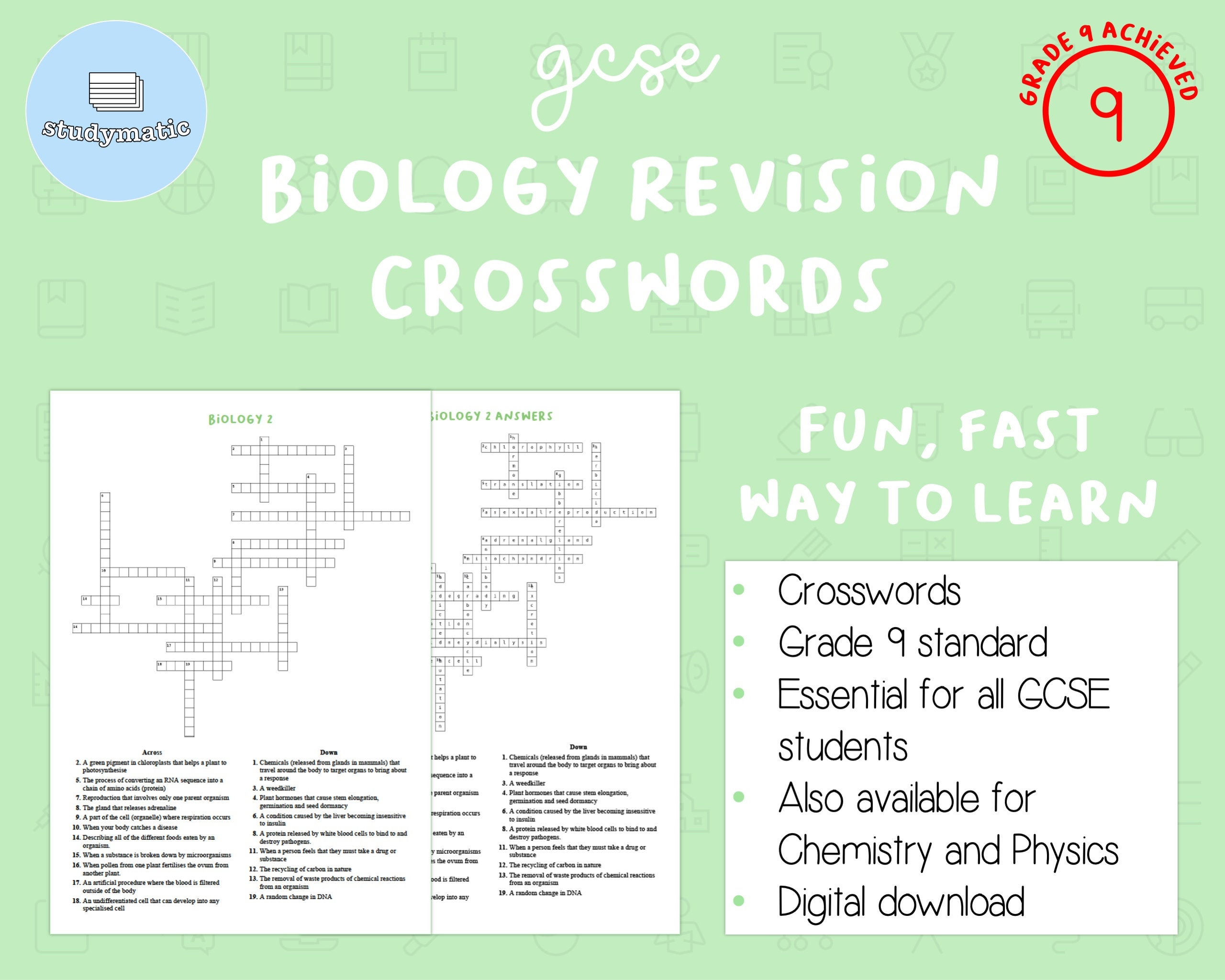 GCSE Biology Revision Crosswords Etsy Denmark GCSE Biology Revision Crosswords Etsy Denmark