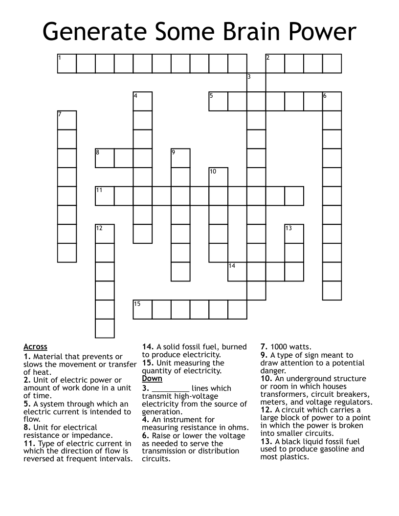 Generate Some Brain Power Crossword WordMint