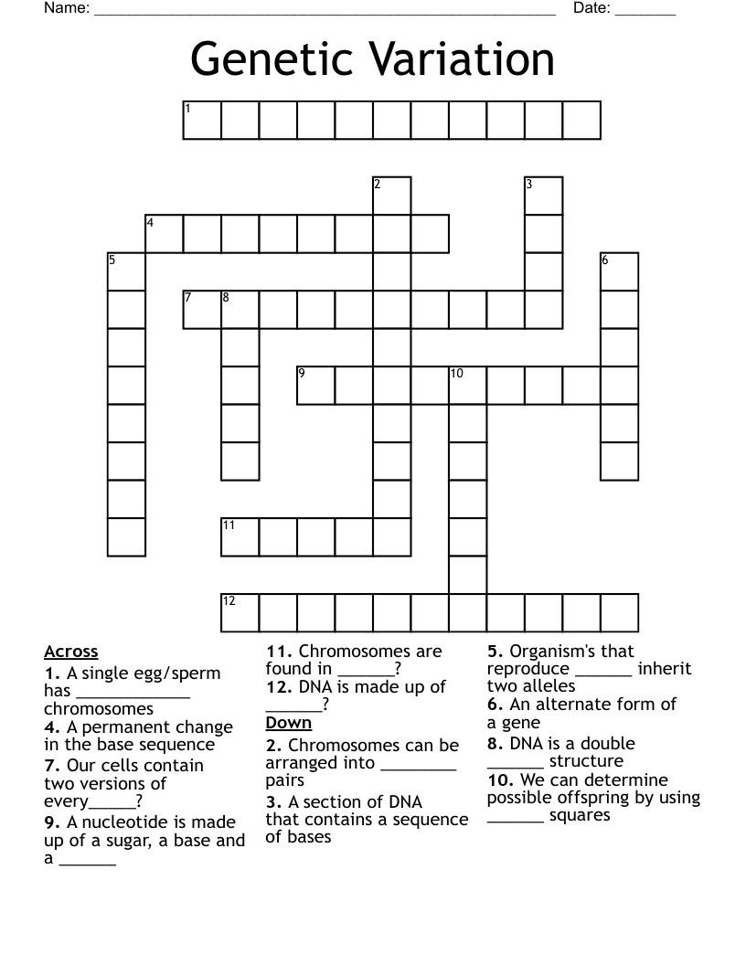 Gene Variant Crossword