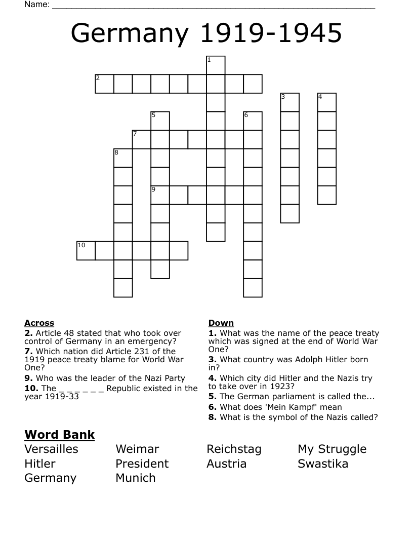 German Article Crossword