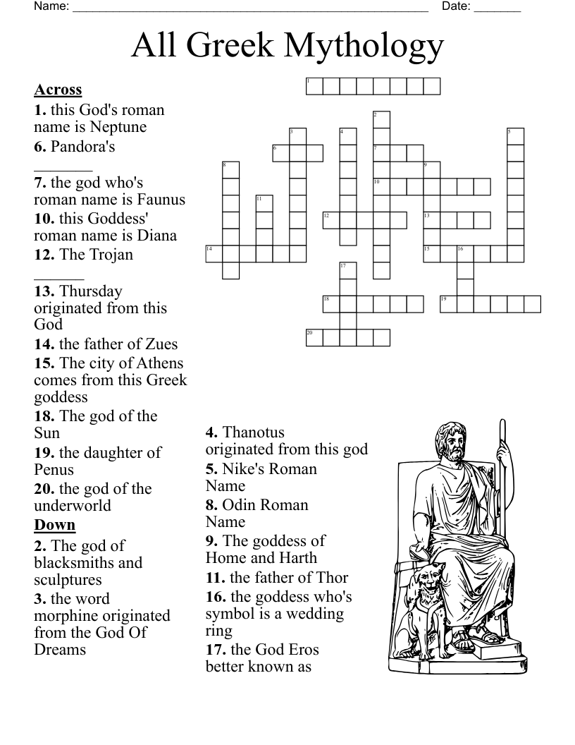 God And Goddesses Crossword Puzzle WordMint