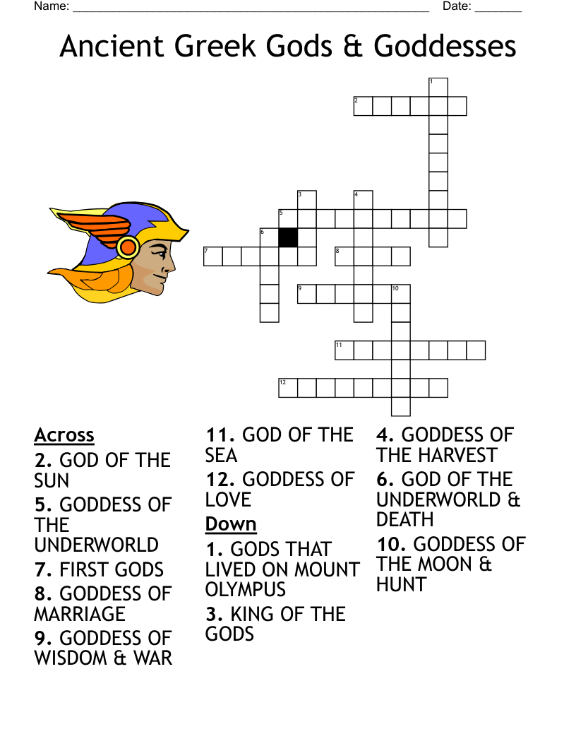 God And Goddesses Crossword Puzzle WordMint