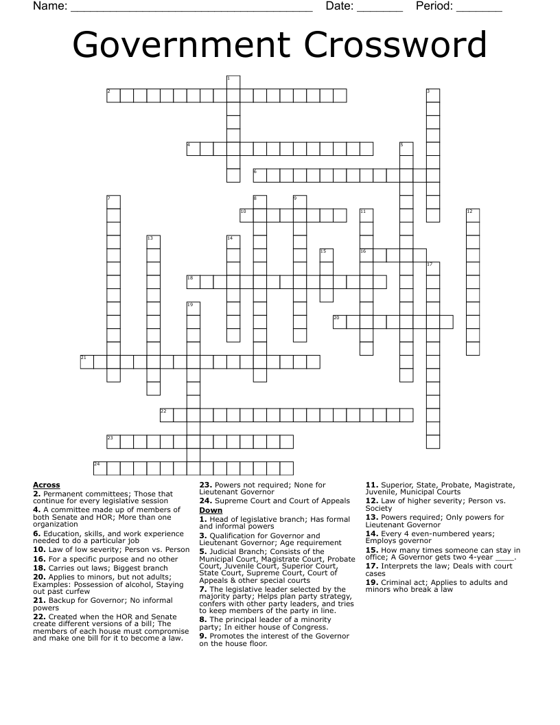 The Government At Times Crossword
