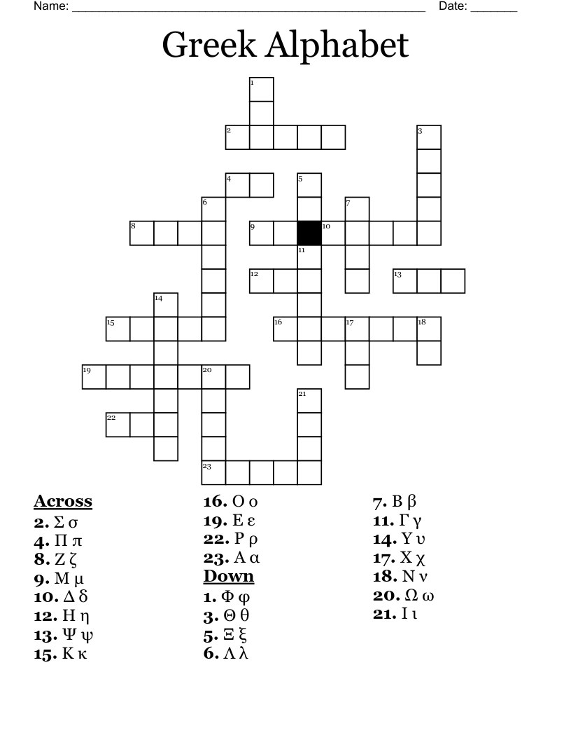 Greek Letters Crossword Puzzle Clue