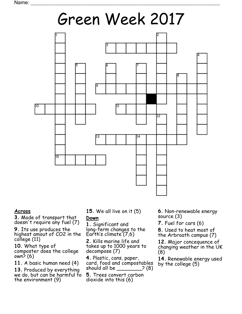 Green Week 2017 Crossword WordMint