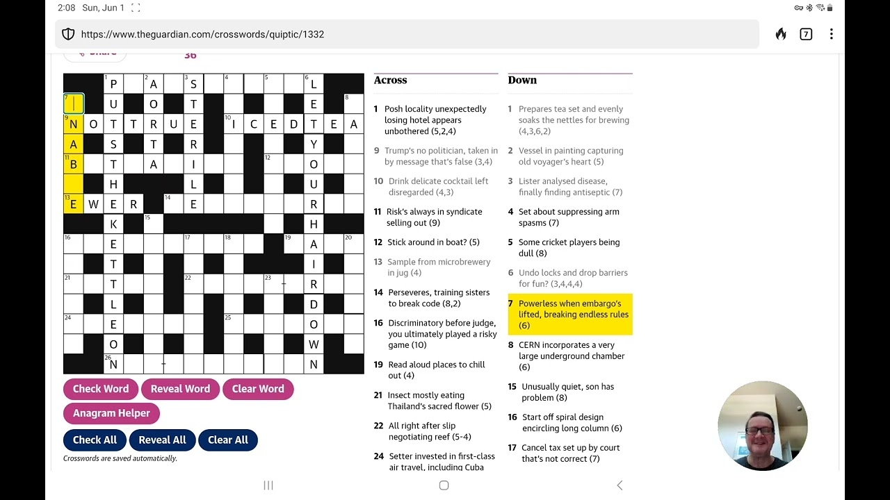 Guardian Quiptic Crossword No 1 332 YouTube