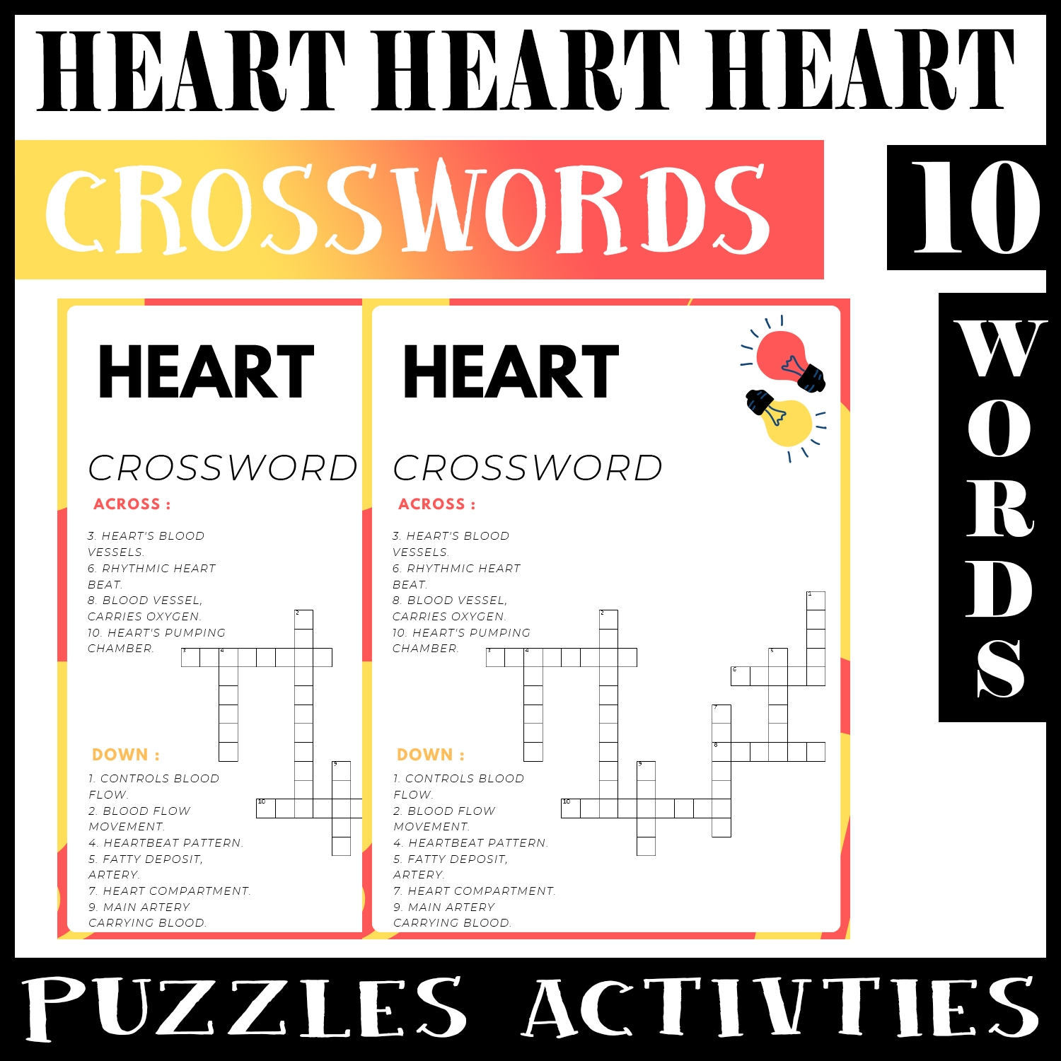 Heart No Prep Crossword Puzzle Worksheet Activity For Morning Work Made By Teachers Heart No Prep Crossword Puzzle Worksheet Activity For Morning Work Made By Teachers