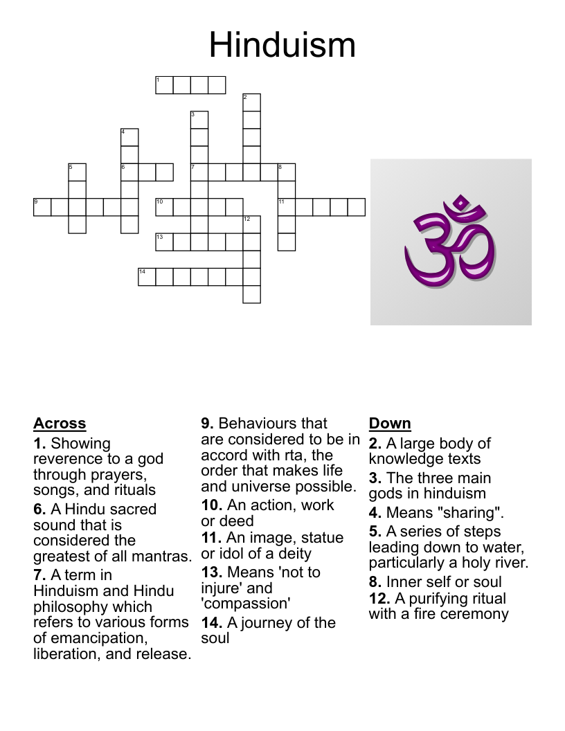 Hinduism Crossword WordMint Hinduism Crossword WordMint