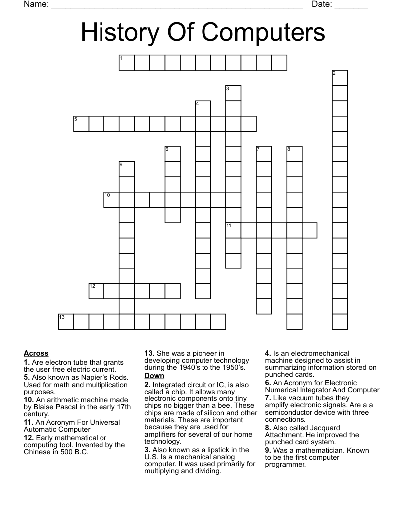 Early Computer Crossword
