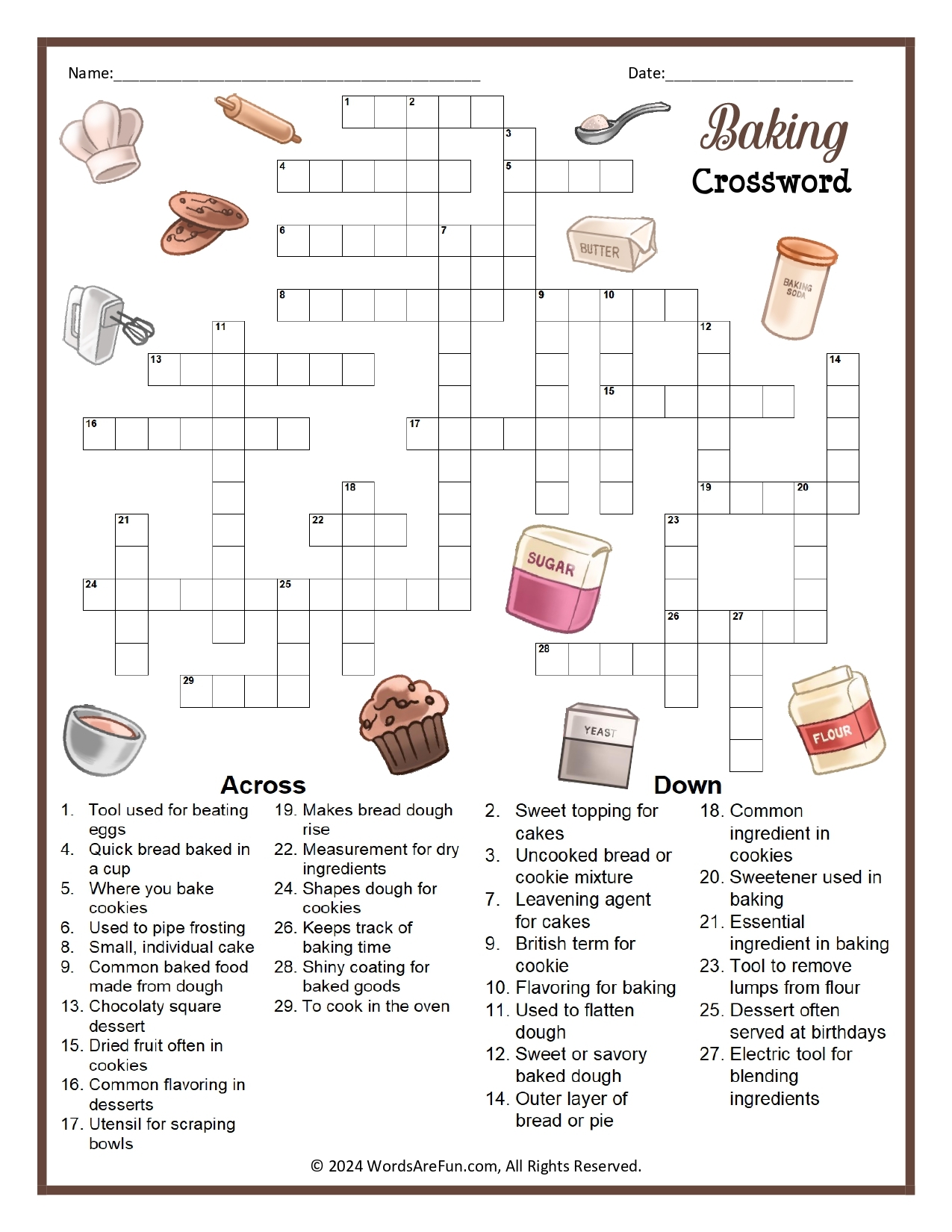 Hobby Themed Crossword Puzzles