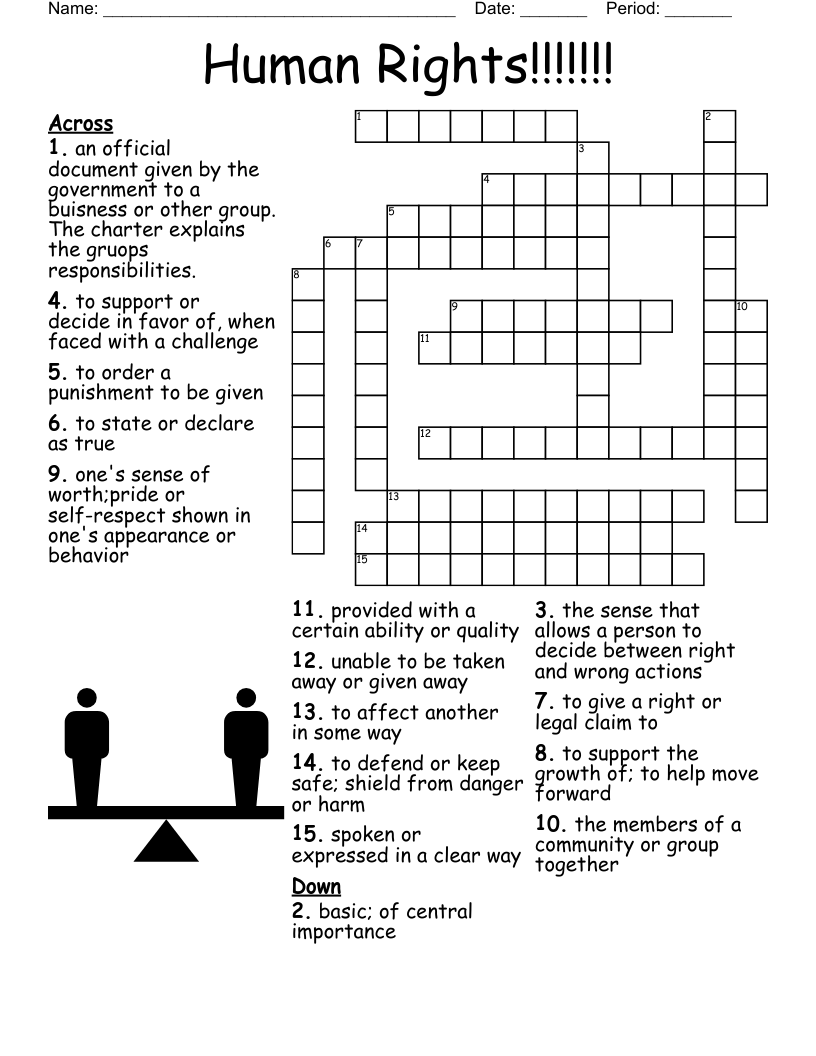 Human Rights Crossword WordMint