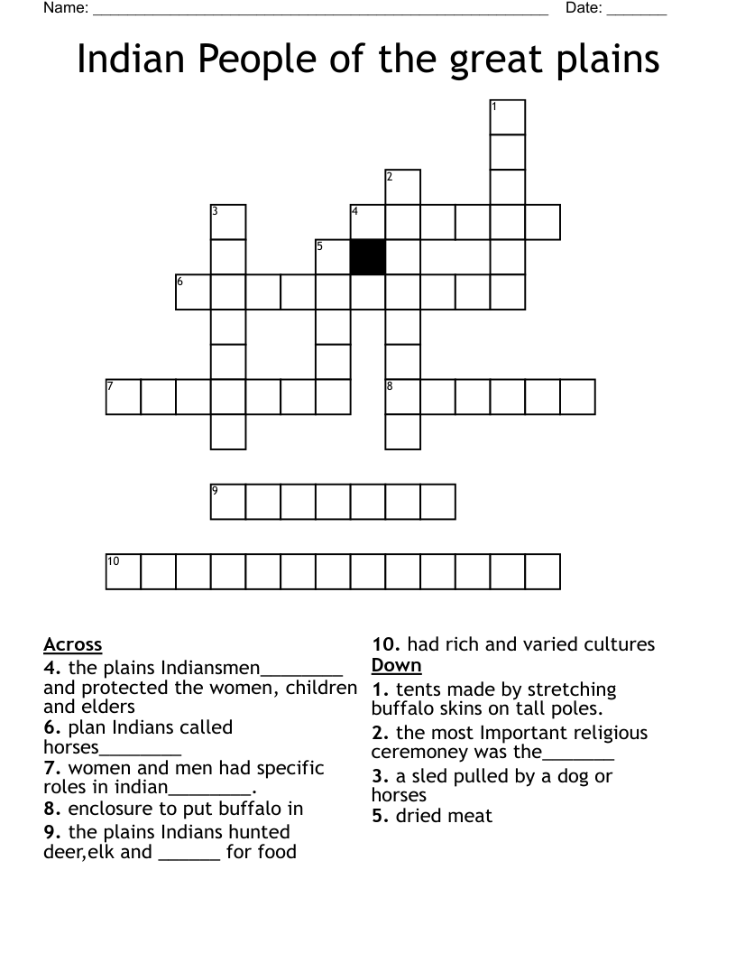 Great Plains People Crossword