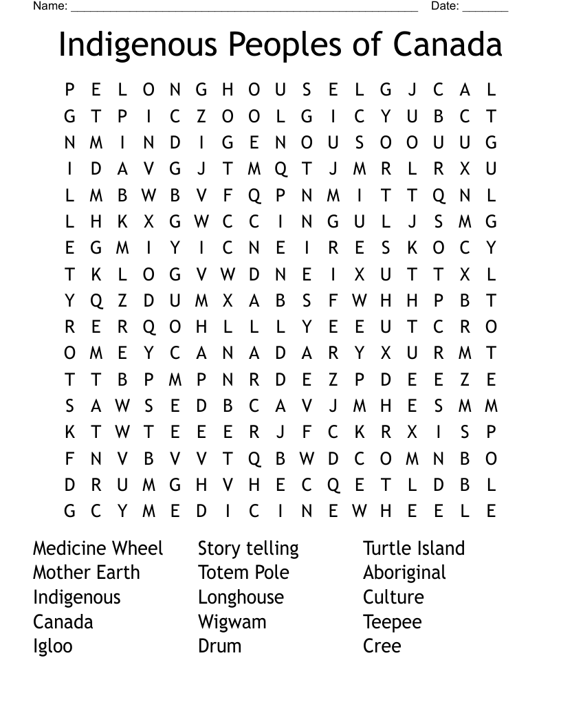 Indigenous People Of Canada Crossword