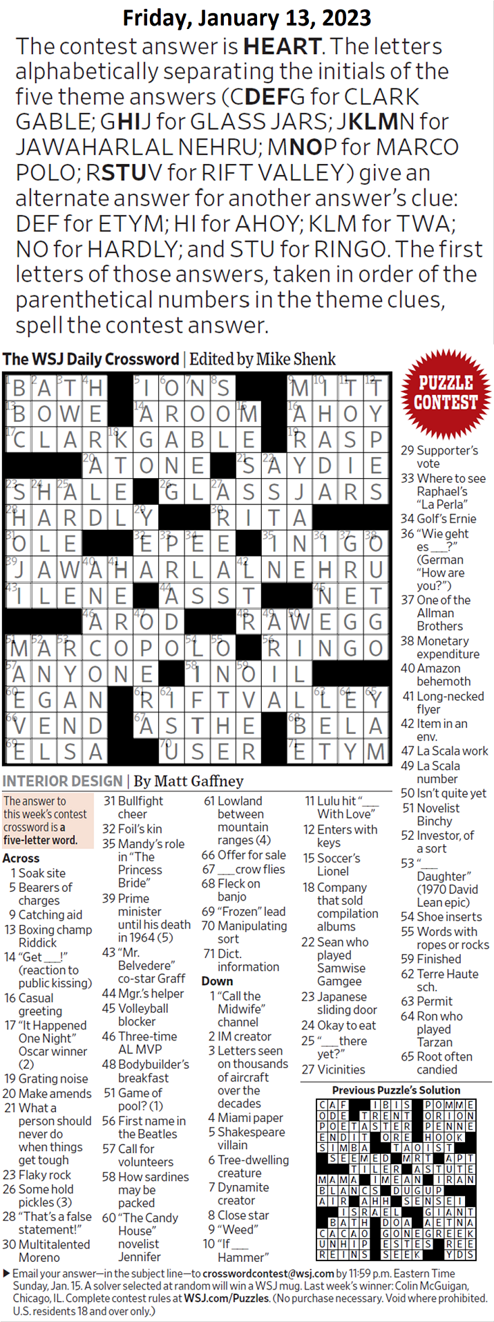 wsj crossword answers