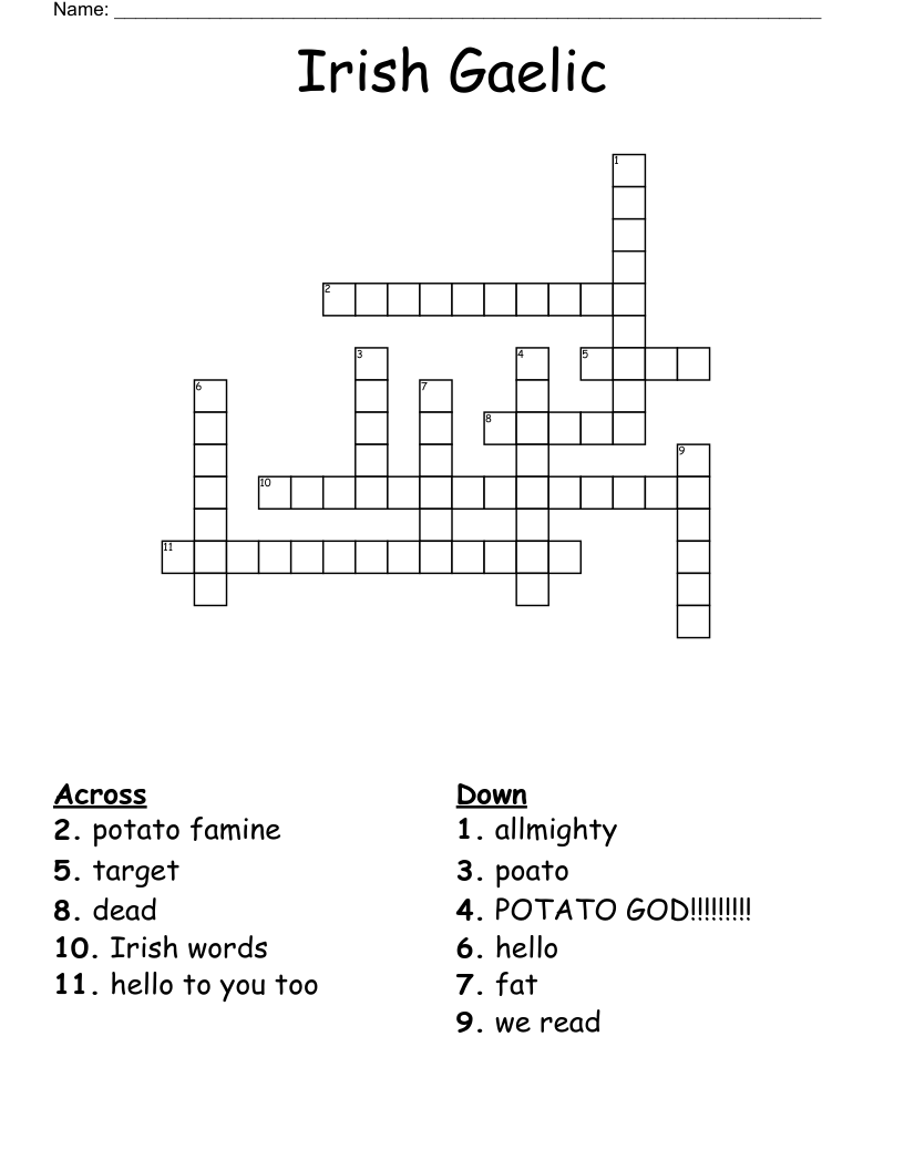 Celtic Language Crossword