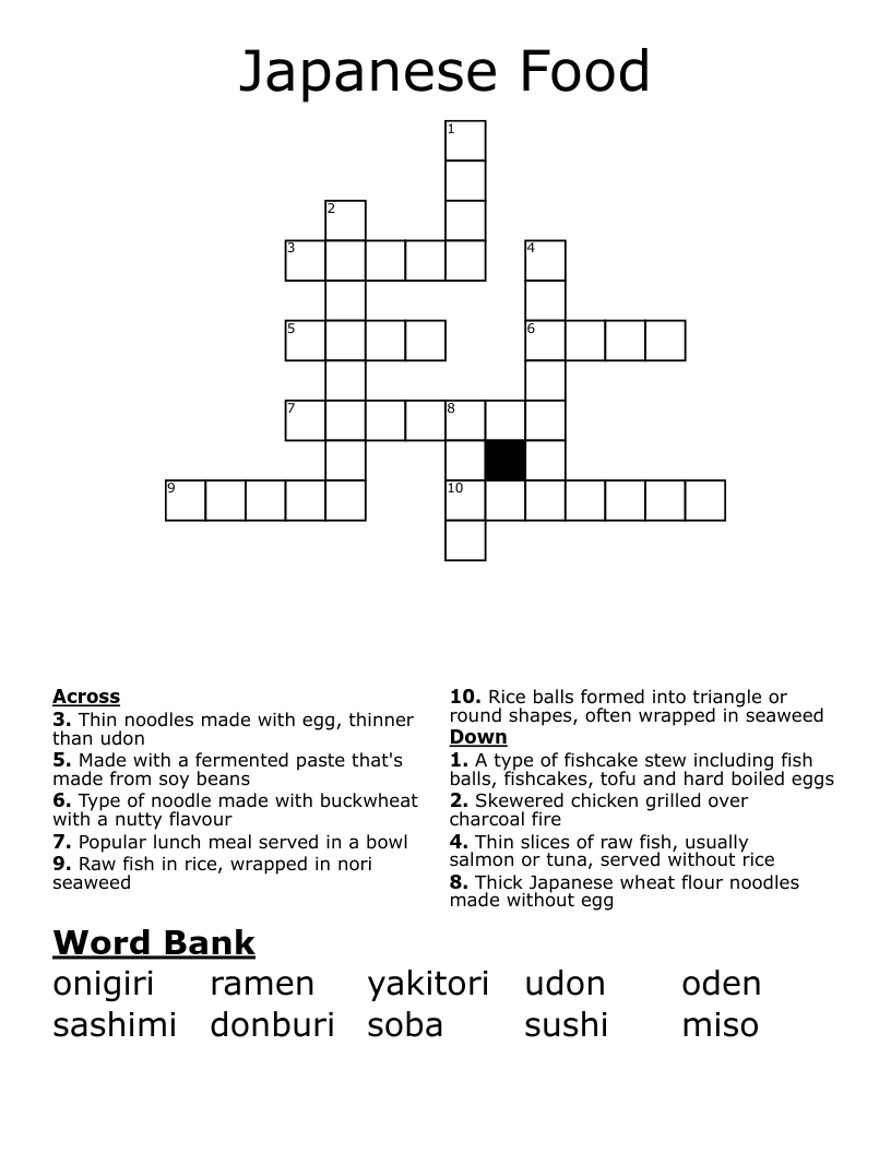 Sashimi Fish Crossword