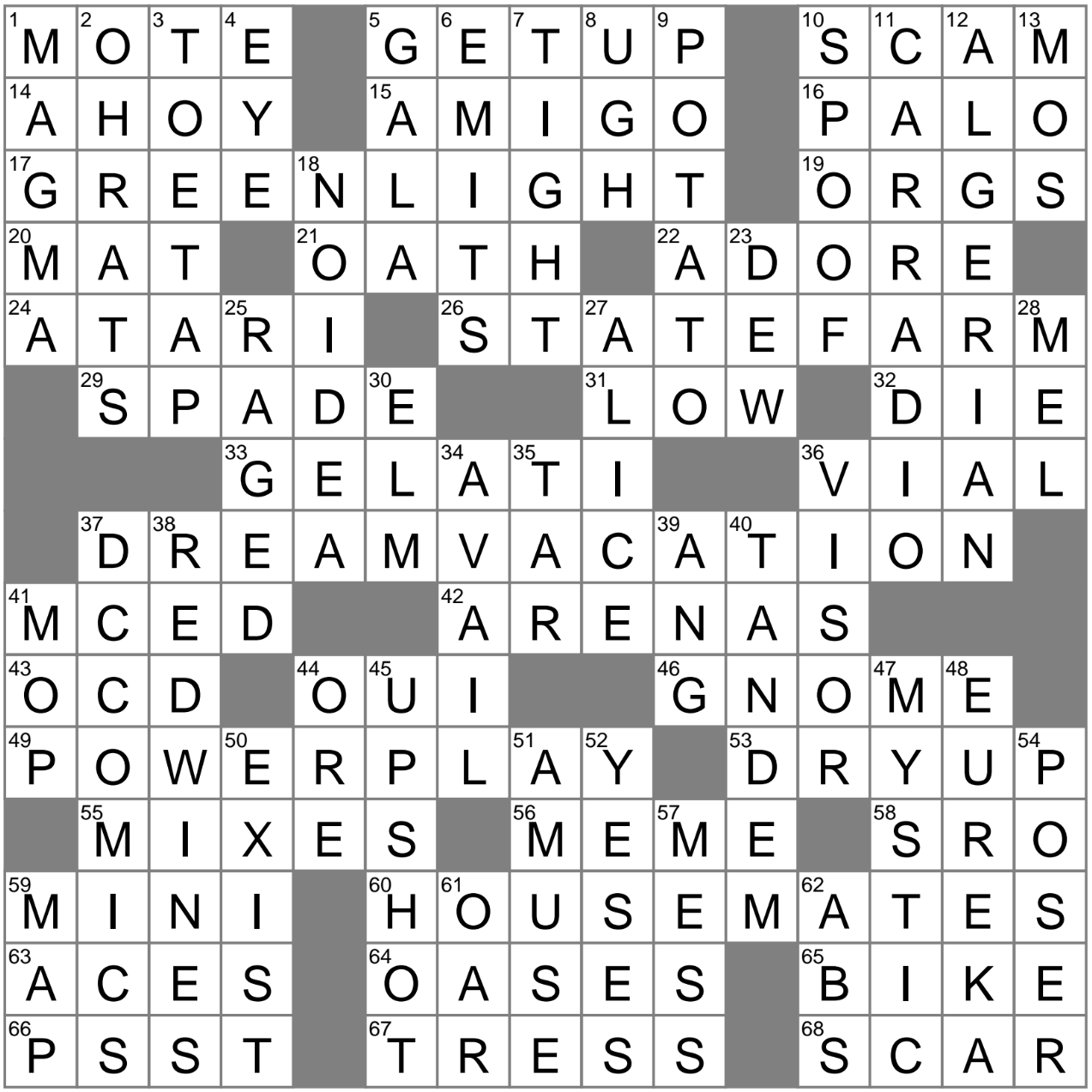 Included Digitally Crossword