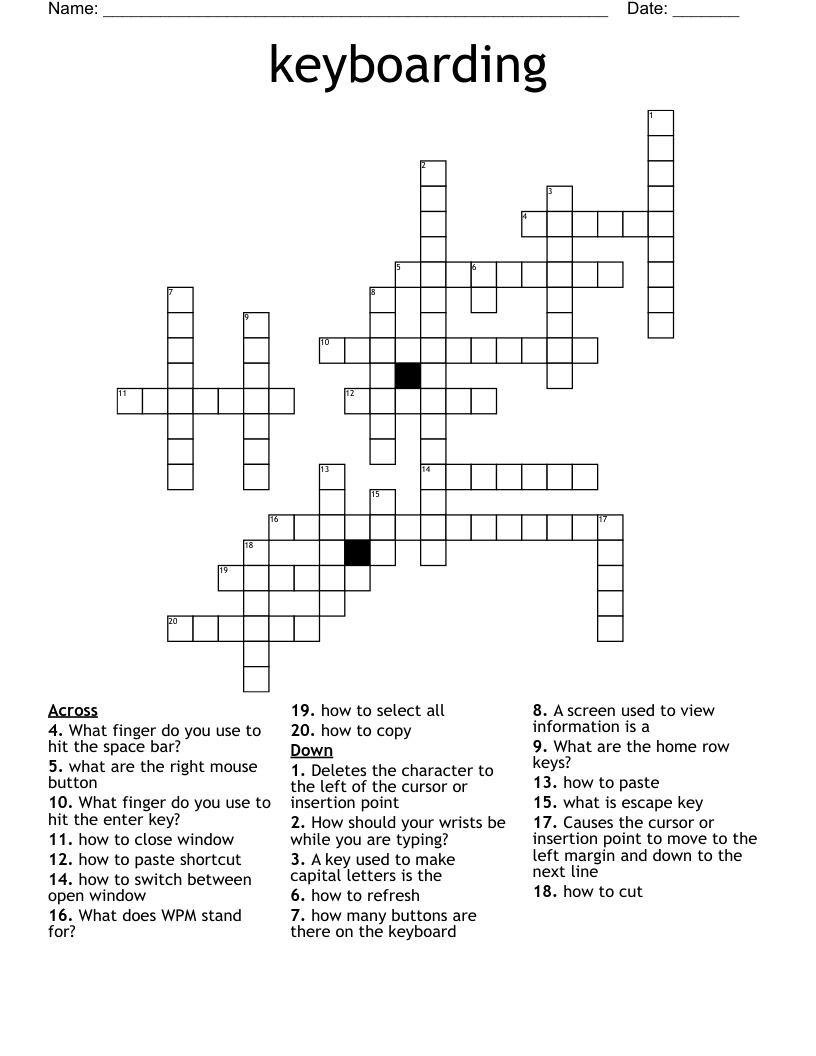Account Shortcut Crossword