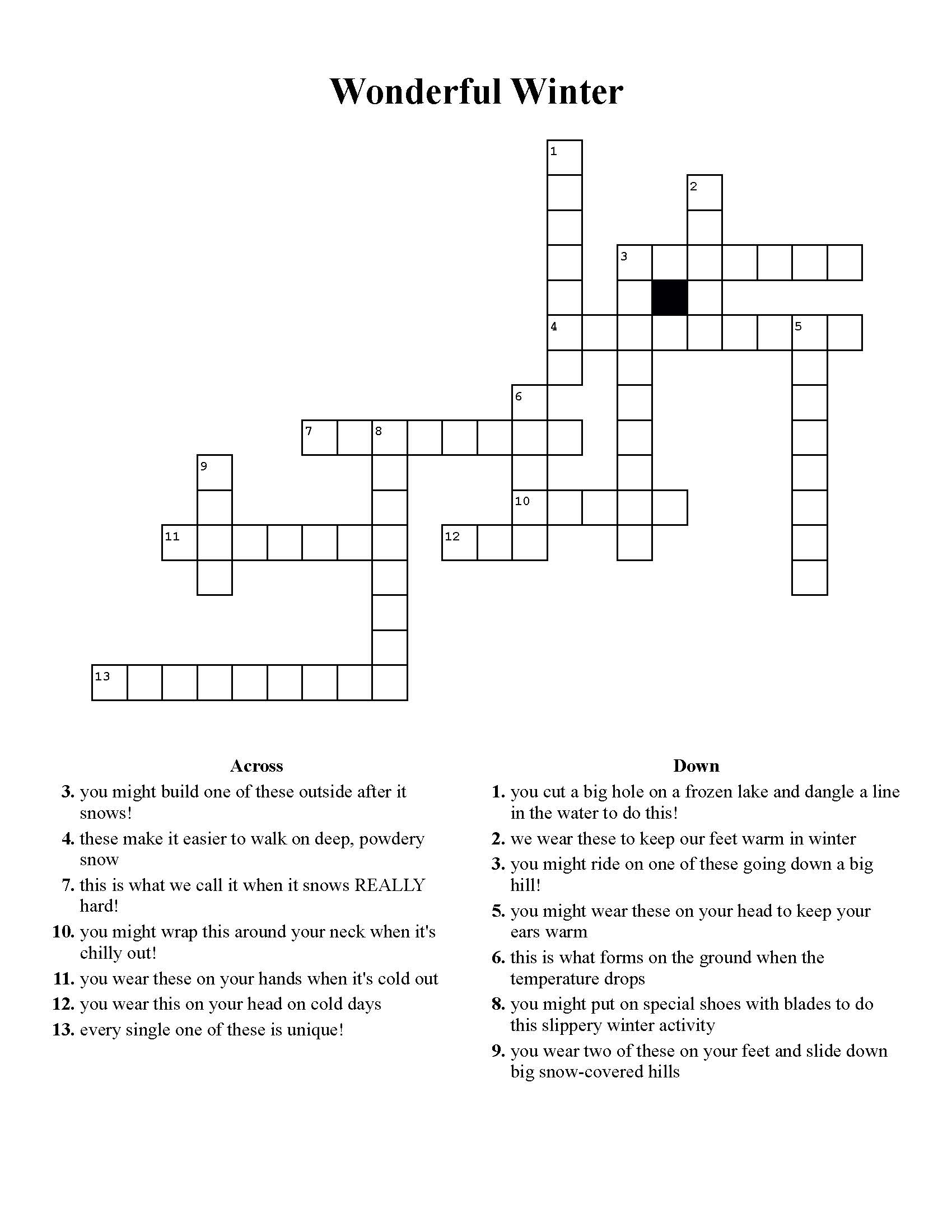 Kids Crossword 6 Ann Arbor District Library