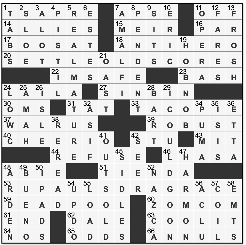 L A Times Crossword Corner Saturday December 28 2024 Annemarie Brethauer Katie Hale