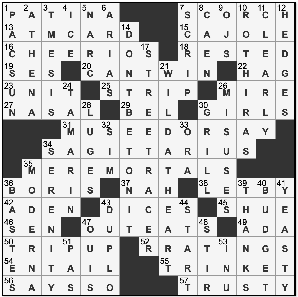 L A Times Crossword Corner