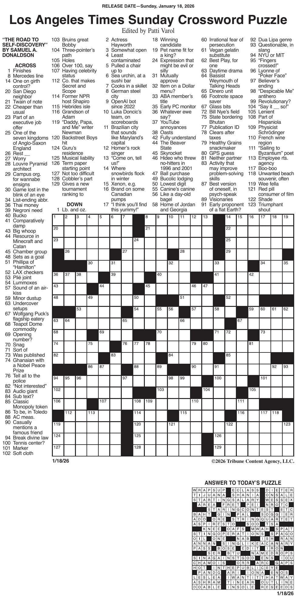 crossword la times answers