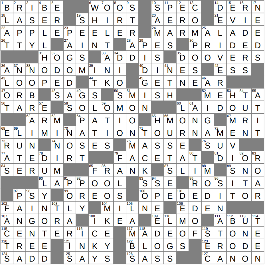 Sunday La Times Crossword Answers