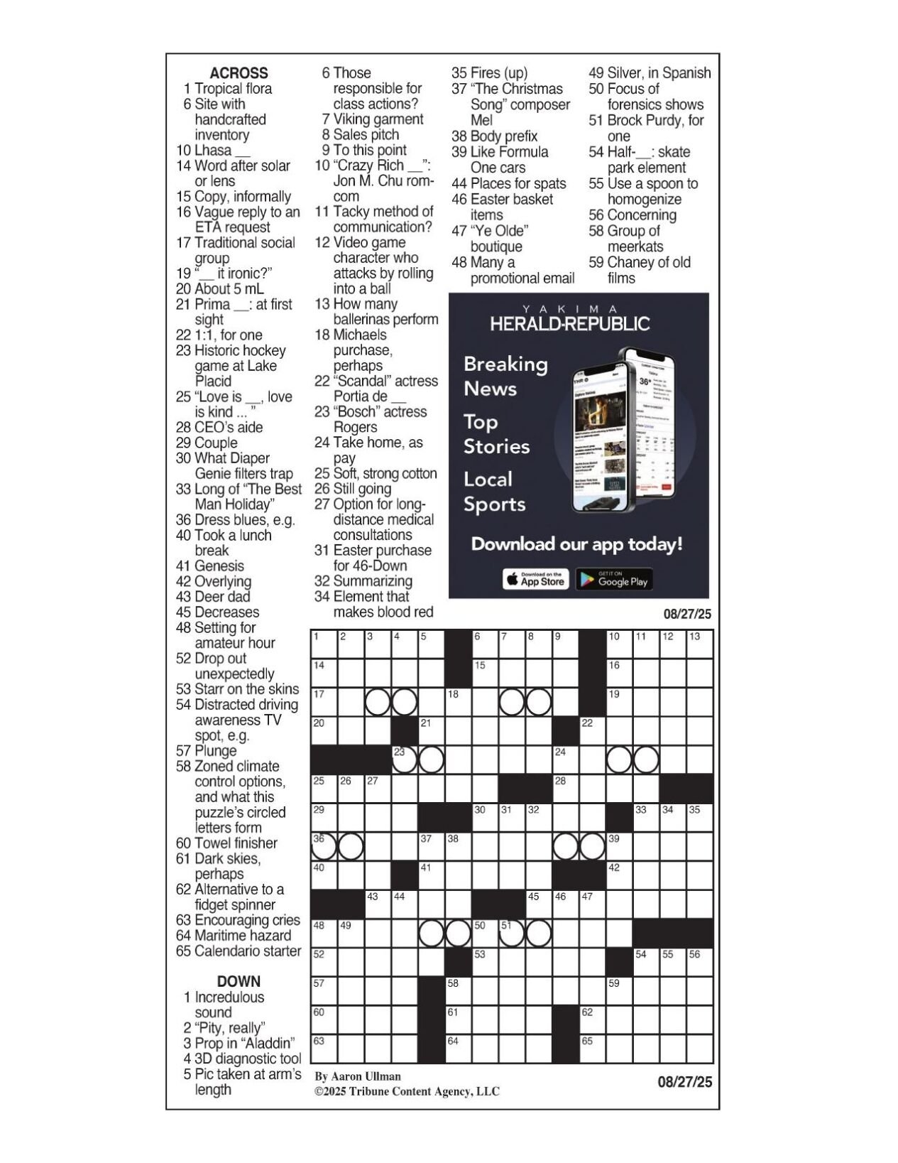 LA Times Crossword Aug 27 2025 Crosswords Yakimaherald