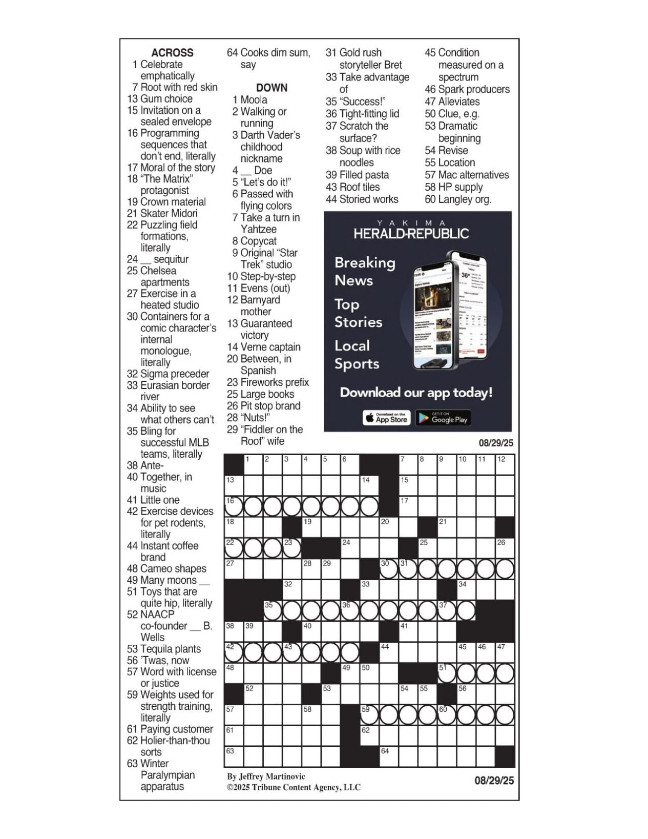LA Times Crossword Aug 29 2025 Crosswords Yakimaherald