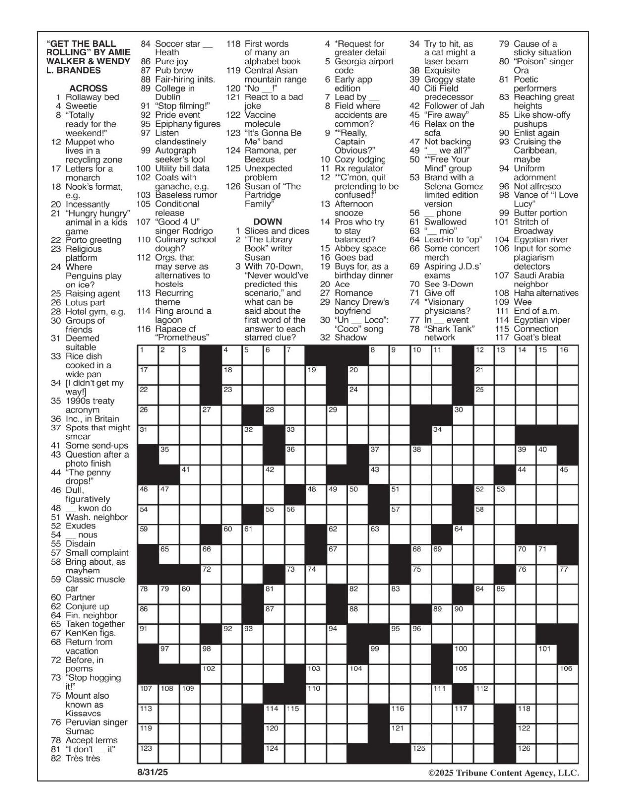 LA Times Crossword Aug 31 2025 Crosswords Yakimaherald