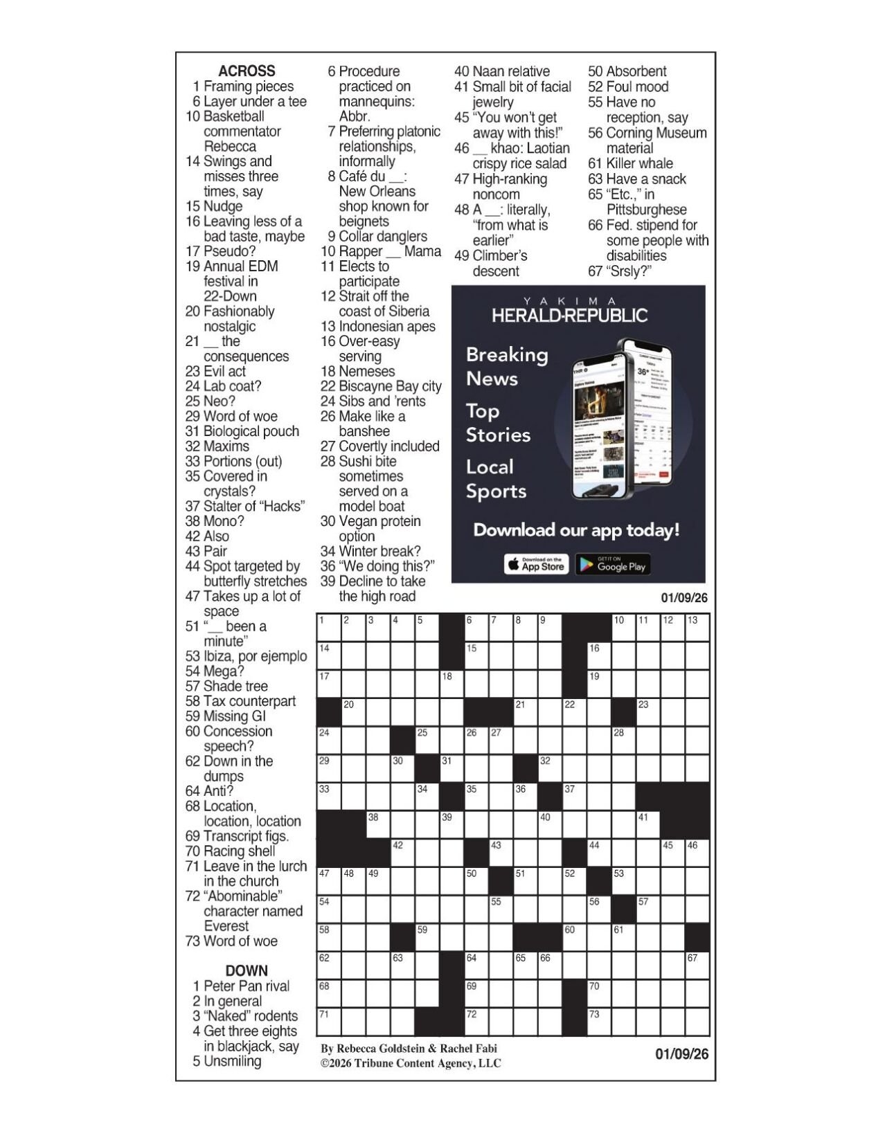 LA Times Crossword Jan 9 2026 Crosswords Yakimaherald